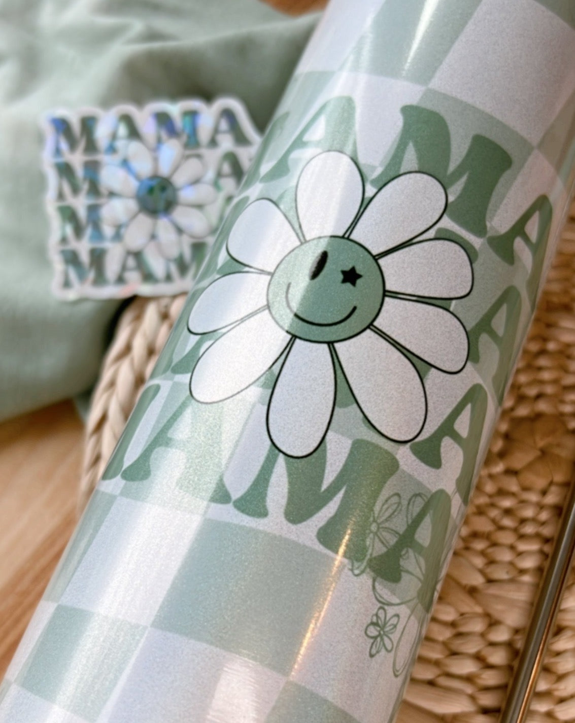 MAMA Checkered Flower Tumbler