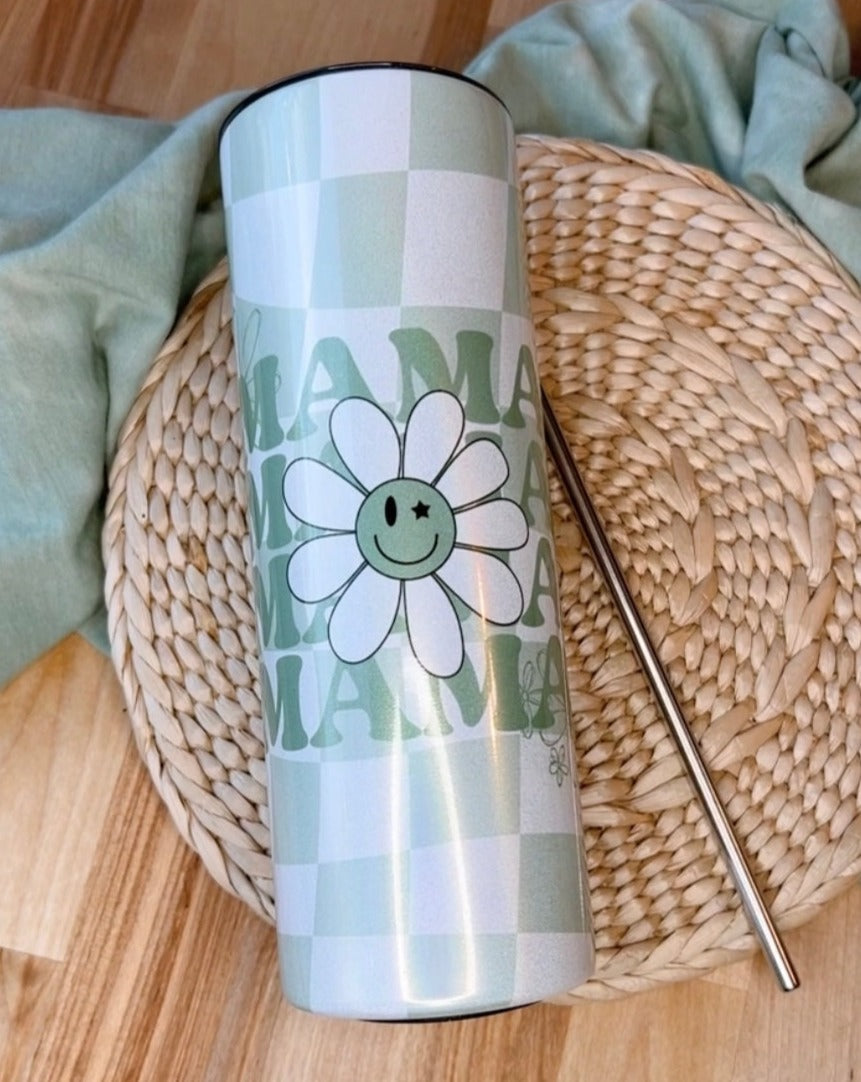 MAMA Checkered Flower Tumbler