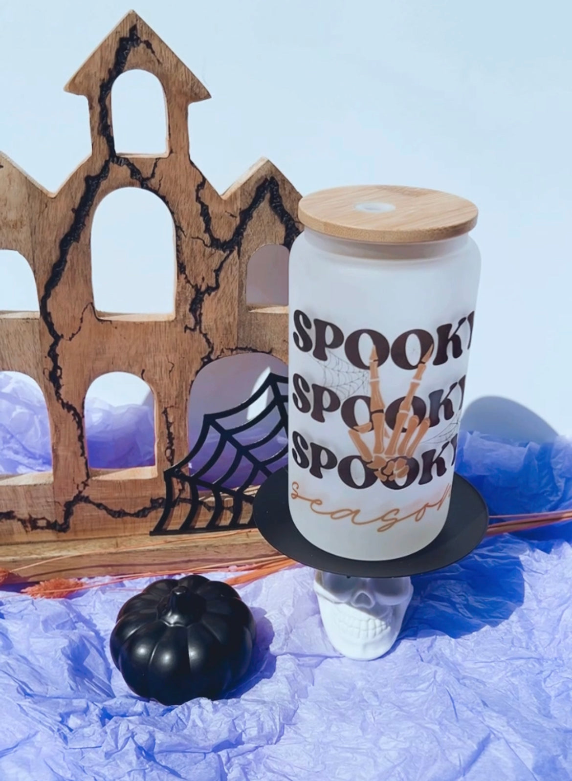 Spooky Season 16oz Glass Tumbler