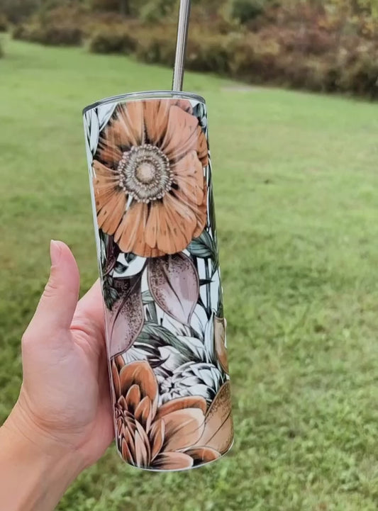 BLOOM where you are planted 20oz stainless steel glitter tumbler