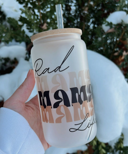 Rad Mama Life 16oz Glass Tumbler