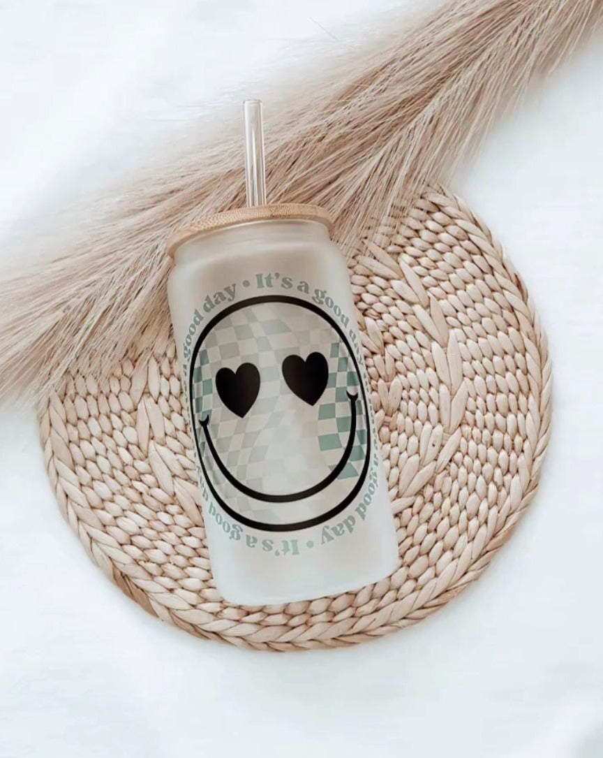 It's a good day to have a good day Smiley Face 16oz Glass Tumbler