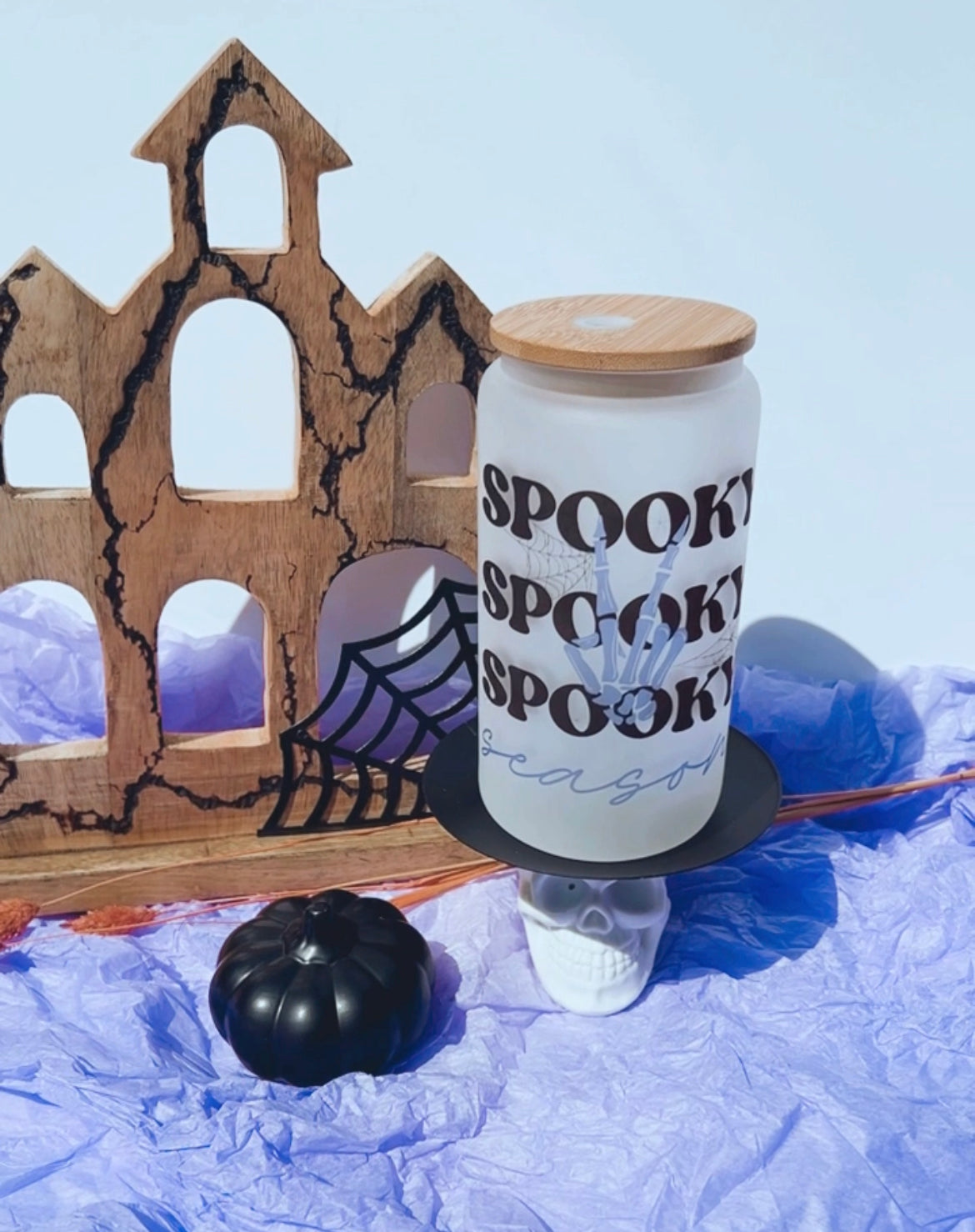 Spooky Season 16oz Glass Tumbler